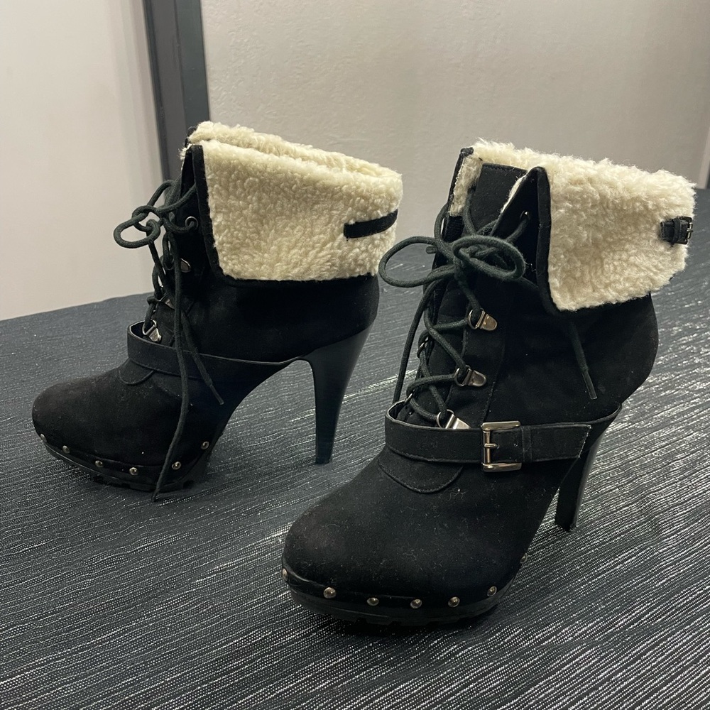 Baby Phat Stiletto Heel Faux Fur Boots
